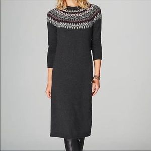 J. Jill Sweater Dress Fair Isle Gray Pink Large
